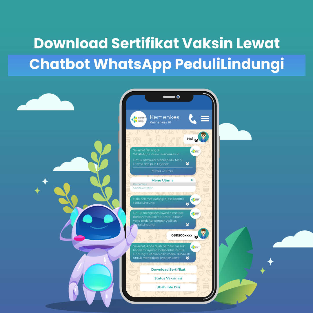 Download Sertifikat Vaksin Lewat Chatbot WhatsApp PeduliLindungi