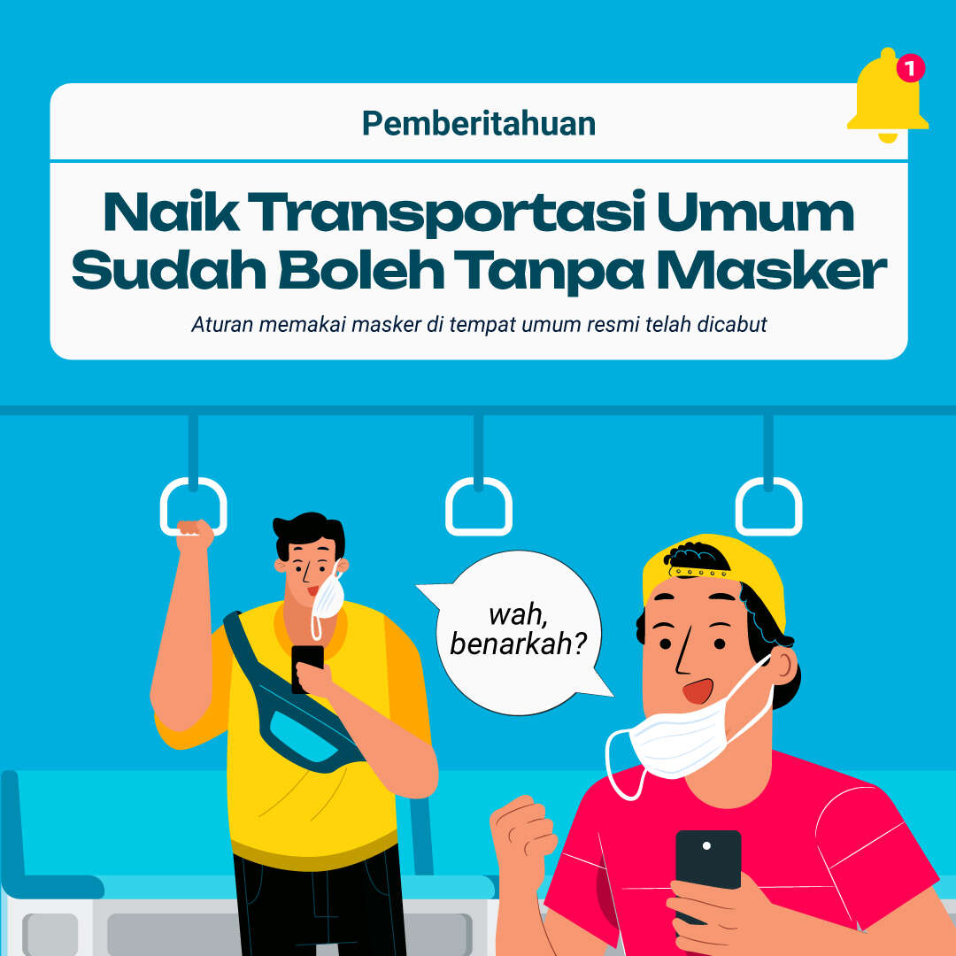 Naik Transportasi Umum Sudah Boleh Tanpa Masker